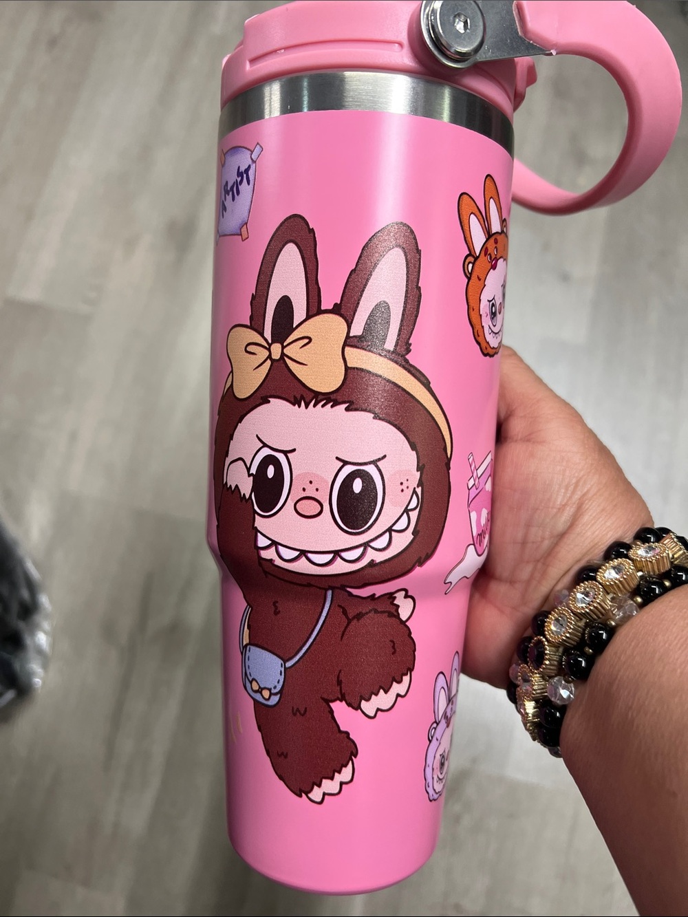 Kids Pink Character Stainless Steel Drink Bottle - Unbranded